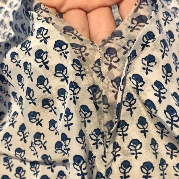 Rebecca Taylor Blue and White Silk Sheer Back Dress 💙🤍💙 - Picture 5 of 9